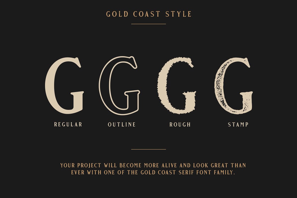 Ejemplo de fuente Gold Coast Outline